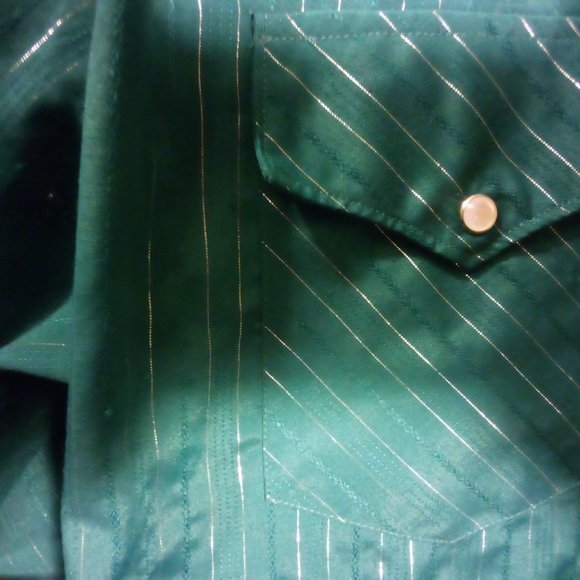 2 VINTAGE 90'S WESTERN DRESS SHIRTS SZ XL W/ THIN SILVER/GOLD LUREX PIN STRIPES - Picture 7 of 7